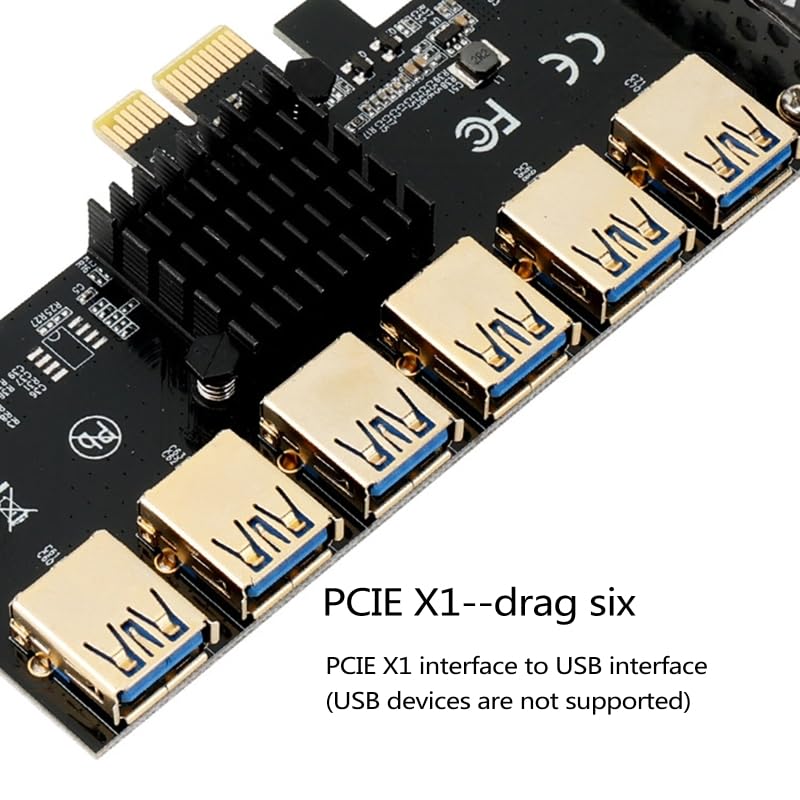 Carte d'extension PCI-E X1 1 vers 6 USB 3.0 pour carte graphique X4 X8 X16