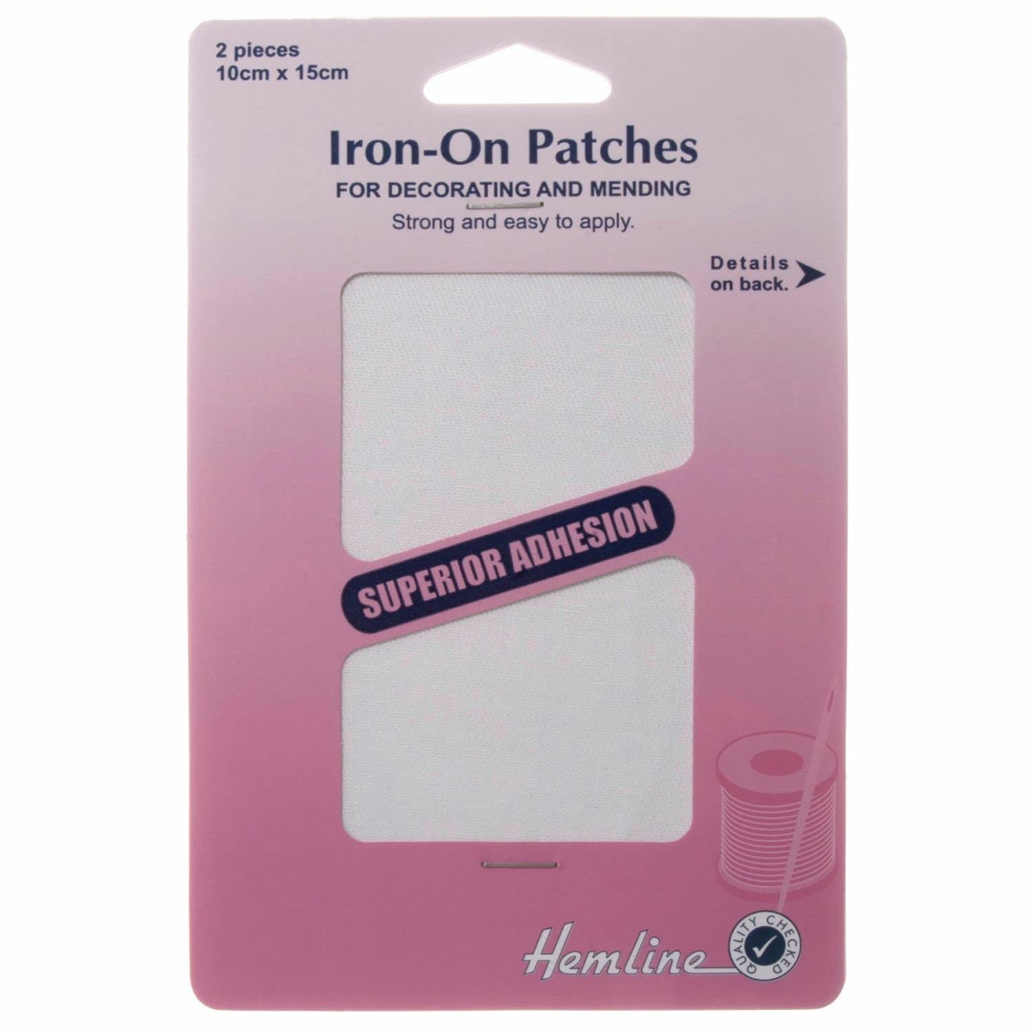 Hemline Cotton Twill Iron On Repair Mending Patch White