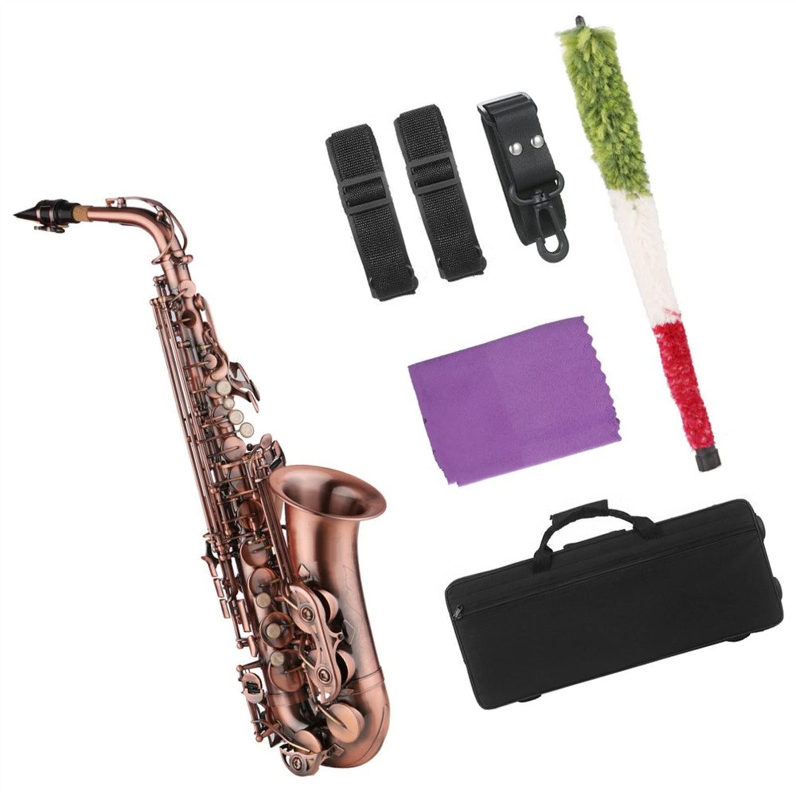 Saxophone, Es-Saxophon, Messing, Material & Tragetasche, Reinigungstuch, Bürste, Saxophongurt, Mundstück