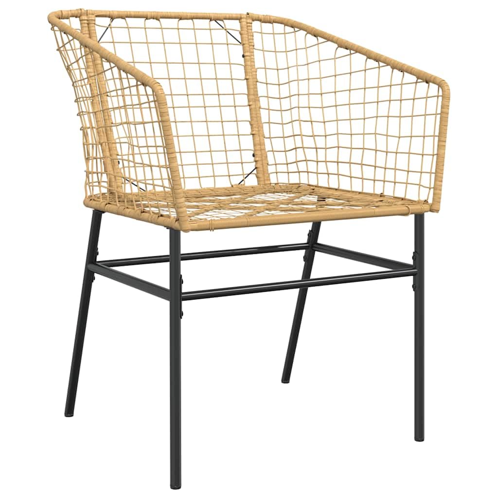 Set da 7 pezzi da giardino con polyrattan marrone e tavolo in vetro, composto da 6 sedie con braccioli e un tavolo, telaio in acciaio verniciato a polvere, robusto