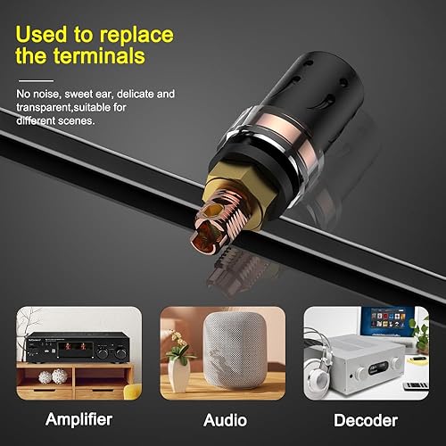 Miniatura 10 de Viborg BP603G HiFi Banana Binding Post Pure Copper Gold Plated Audio Binding Post Speaker Terminal for Amplifier (BP603G, Gold Plated)