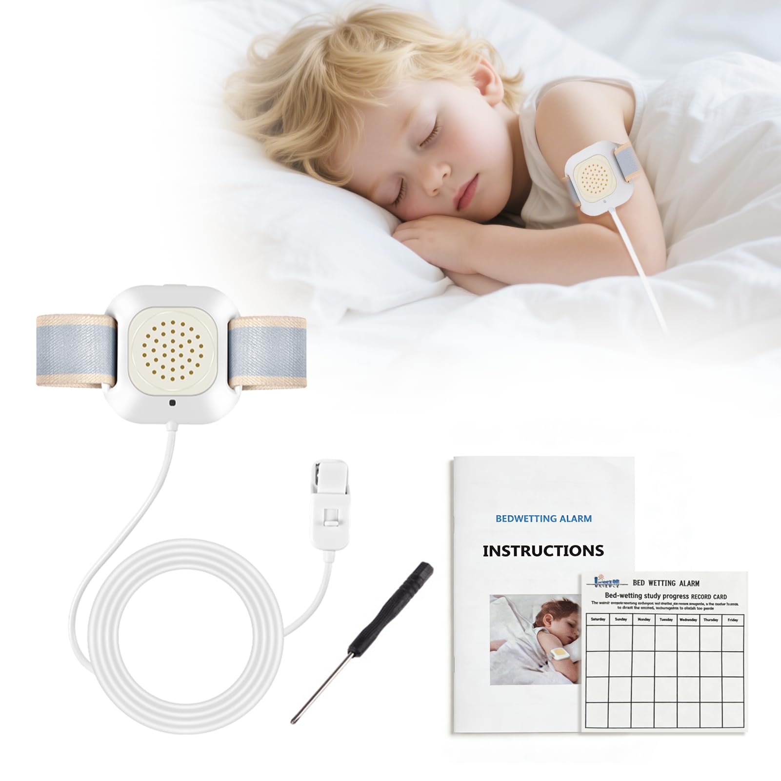 Allarme Enuresi a Letto, Allarme Enuresi a Letto Regolabile Ricaricabile, Allarme Enuresi a Letto Wireless Per Bambini, Suono Forte, Vibrazione Forte, Orologio Per L'uso del Vasino