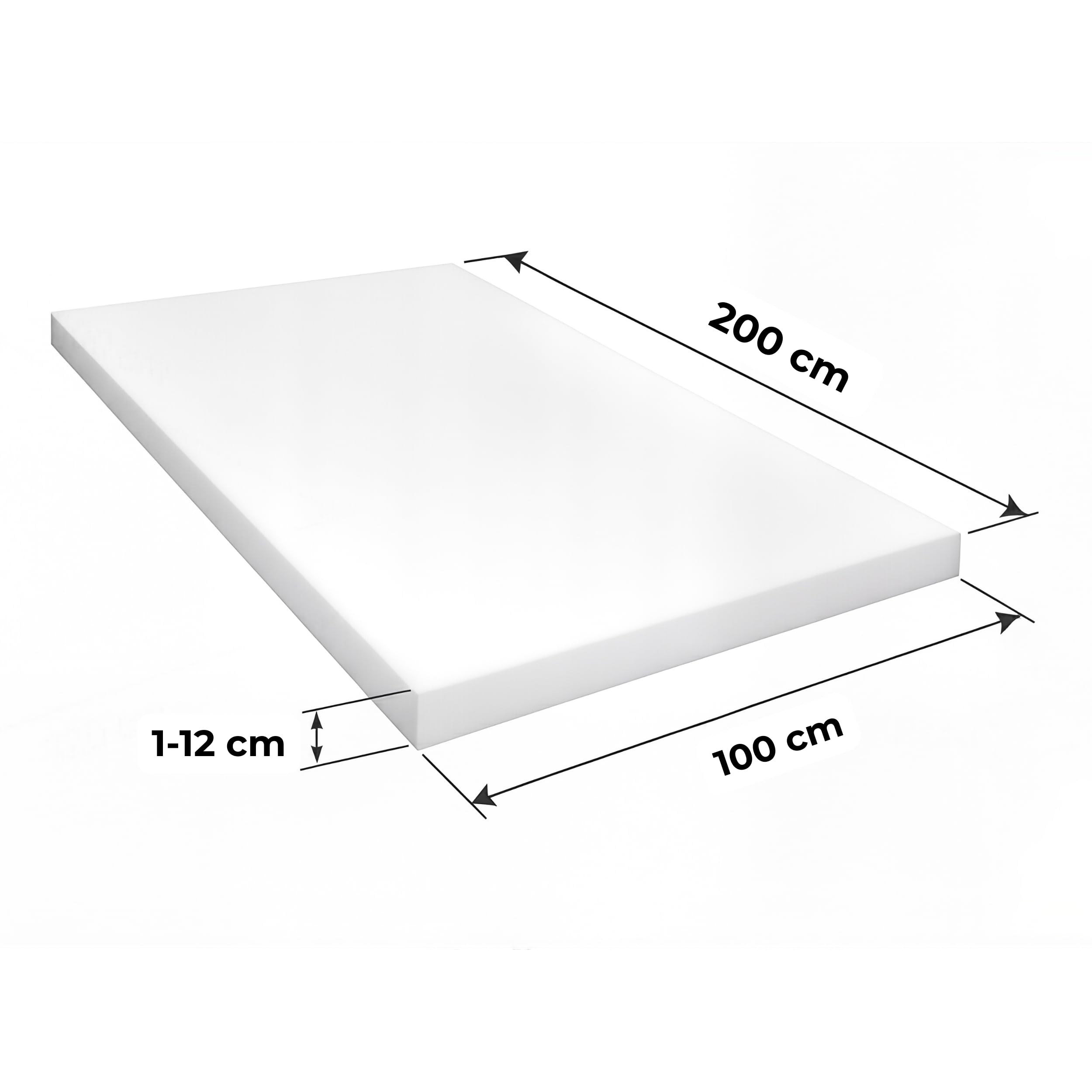 Plaque en mousse froide HR40/37 - 100 x 200 x 2 cm - Mousse de qualité supérieure pour matelas, canapé et coussin d'assise - Découpable - Certifié Oeko-Tex - Idéal pour la construction de meubles