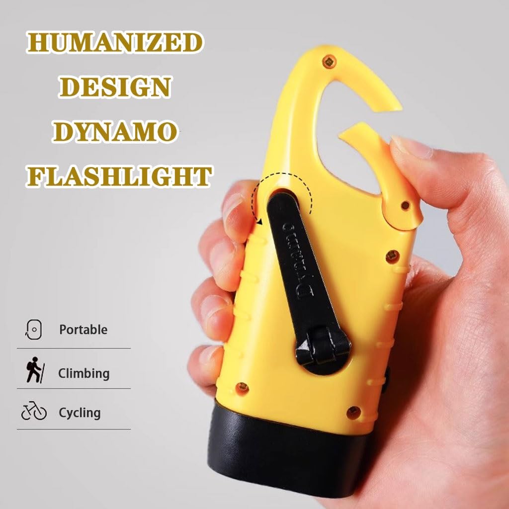 Luce di Emergenza All'aperto 4 Pezzi Torcia Elettrica A Manovella, Torcia Elettrica di Emergenza A Manovella, Torcia Elettrica Manuale Impermeabile, Alimentata Ad Energia Solare(Yellow Color)