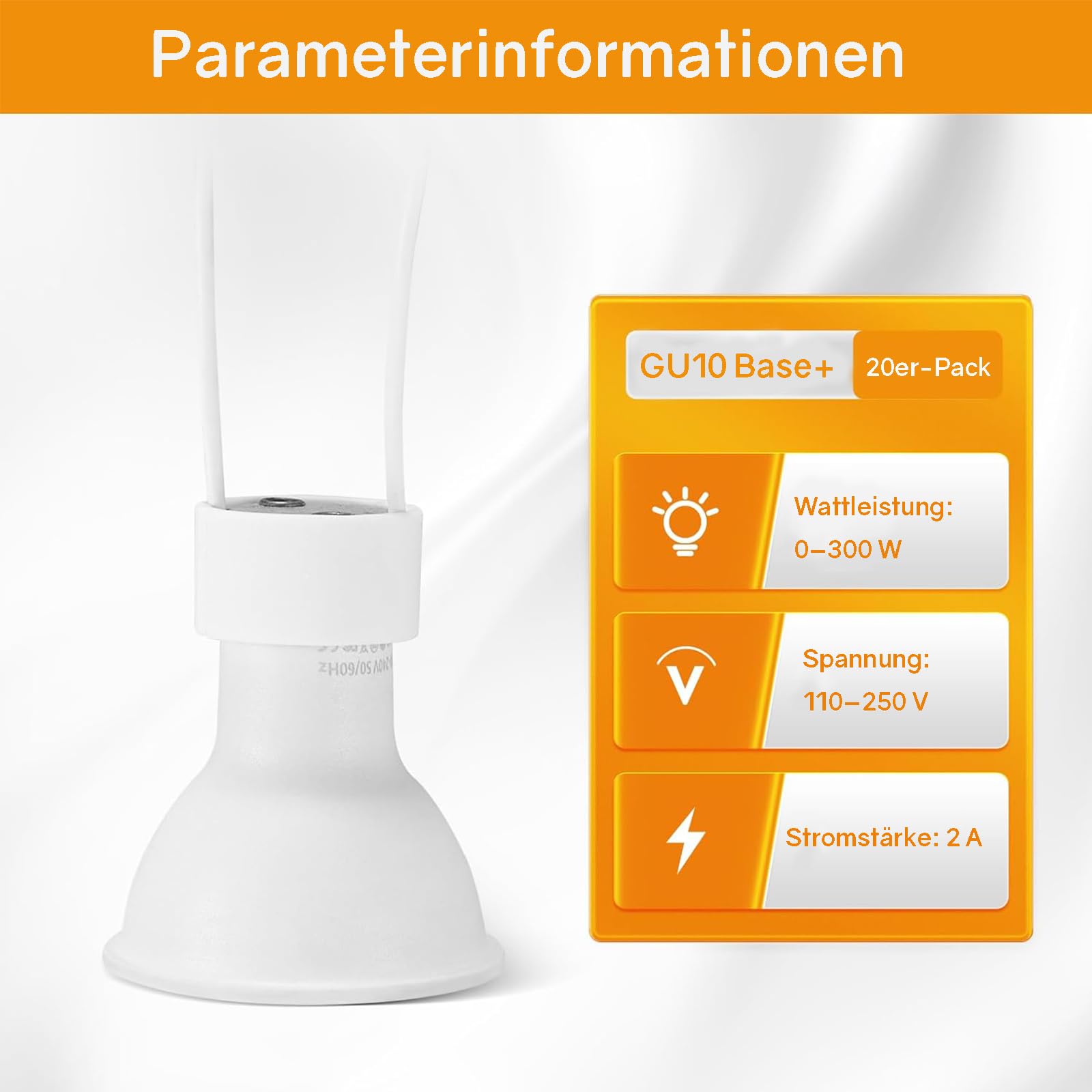 Powice Oprawka GU10, 15 cm oprawka lampy z ceramiki, 12 oprawek GU10, oprawka GU10 z kablem, VDE i CSA, ceramiczna podstawa GU10 do LED, żarówek, halogenów i lamp