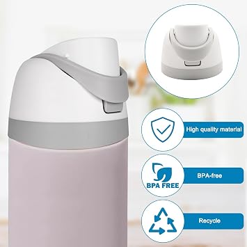 Replacement Lid Compatible with Owala Freesip, with Reusable Plastic Straw, One Button No Leakage Water Bottle Top Cap and Lid Replacement Accessories for 16oz 24oz 32oz 40oz Wide-Mouth Bottles, Grey