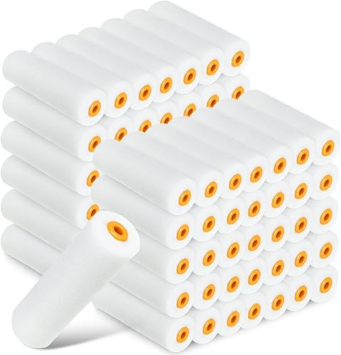 Nuogo 120 piezas de rodillo de pintura de espuma de 4 pulgadas, mini rodillo de espuma de alta densidad, herramienta de bordeadora de pintura para