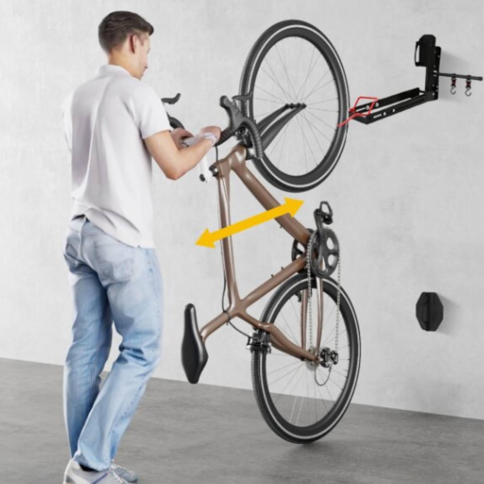 Supporto Bici da Parete Porta Bicicletta , Gancio Da Parete Multifunzione Regolabile Per Bicicletta, Con Blocco
