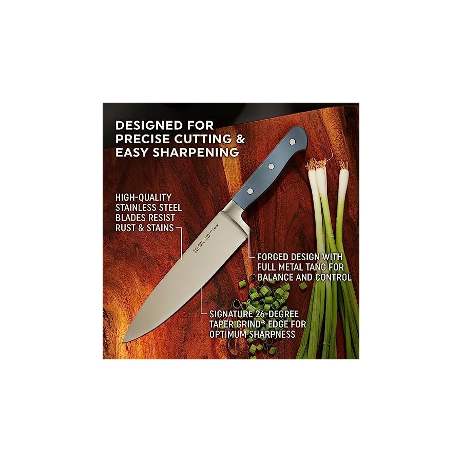 Chicago-Cutlery-Halsted-14-PC-Full-Cutlery-Knife-Wooden-Block-Set-Ergonomic-Handles-and-Sharp-Stainless-Steel-Professional-Chef-Cutlery-Set Chicago Cutlery Halsted (14-PC) Full Cutlery Knife & Wooden Block Set, Ergonomic Handles and Sharp Stainless Steel Professional Chef Cutlery Set