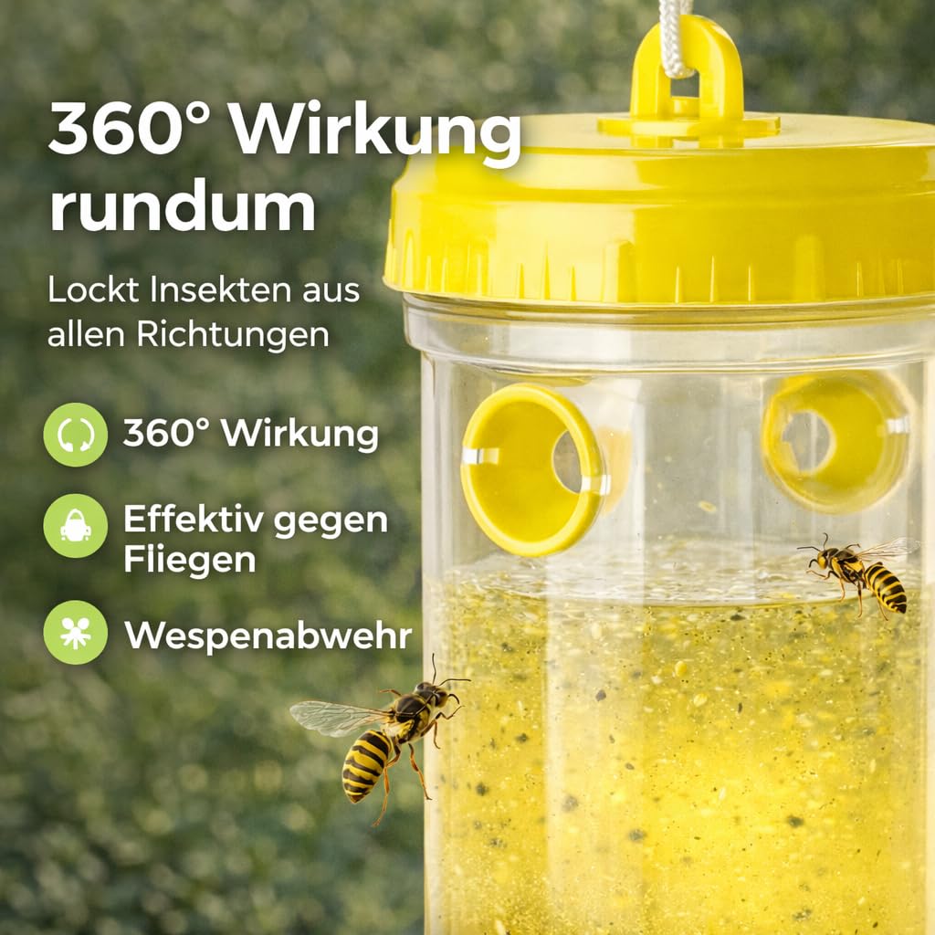 Wespenfallen Set - effektives Mittel gegen Wespen – ideal zur Wespenabwehr im Außenbereich wie Terrasse, Garten und Gastronomie (15x)
