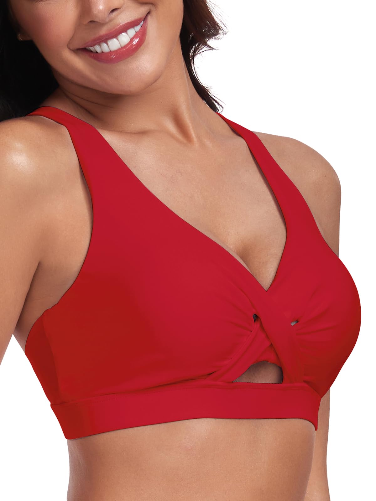 Ocean Blues Damen Bikini Oberteil V-Ausschnitt mit Kreuzträgern verstellbaren Trägern