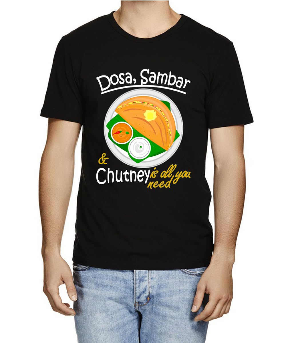 Caseria Men's Cotton Graphic Printed Half Sleeve T-Shirt - Dosa Sambar Chuntney
