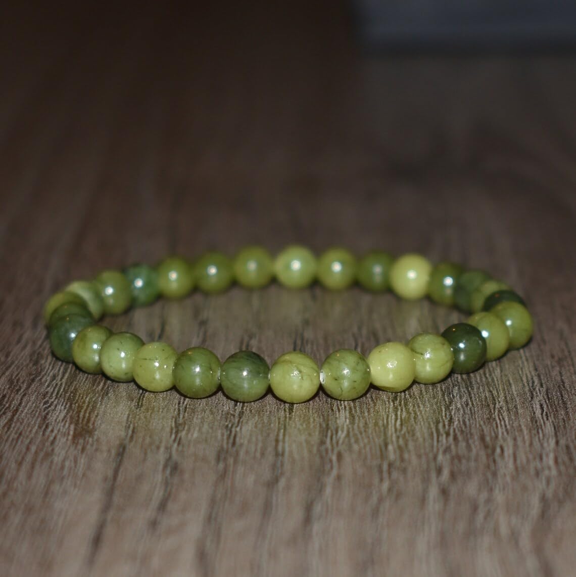 Braccialetto in diaspro verde fatto a mano con pietre semipreziose naturali da 10 mm, perline rotonde lisce ed elastiche, braccialetto bohémien, braccialetto per meditazione spirituale, regolabile,