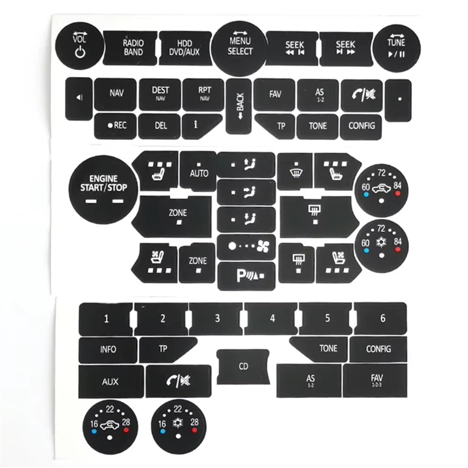 Wsbojxth One Color Repair Patch Compatible With Saab 3Rd Gen 9-5Ng 9-4X Car Button Repair Decals Climate Control Radio Stickers Interior Accessories