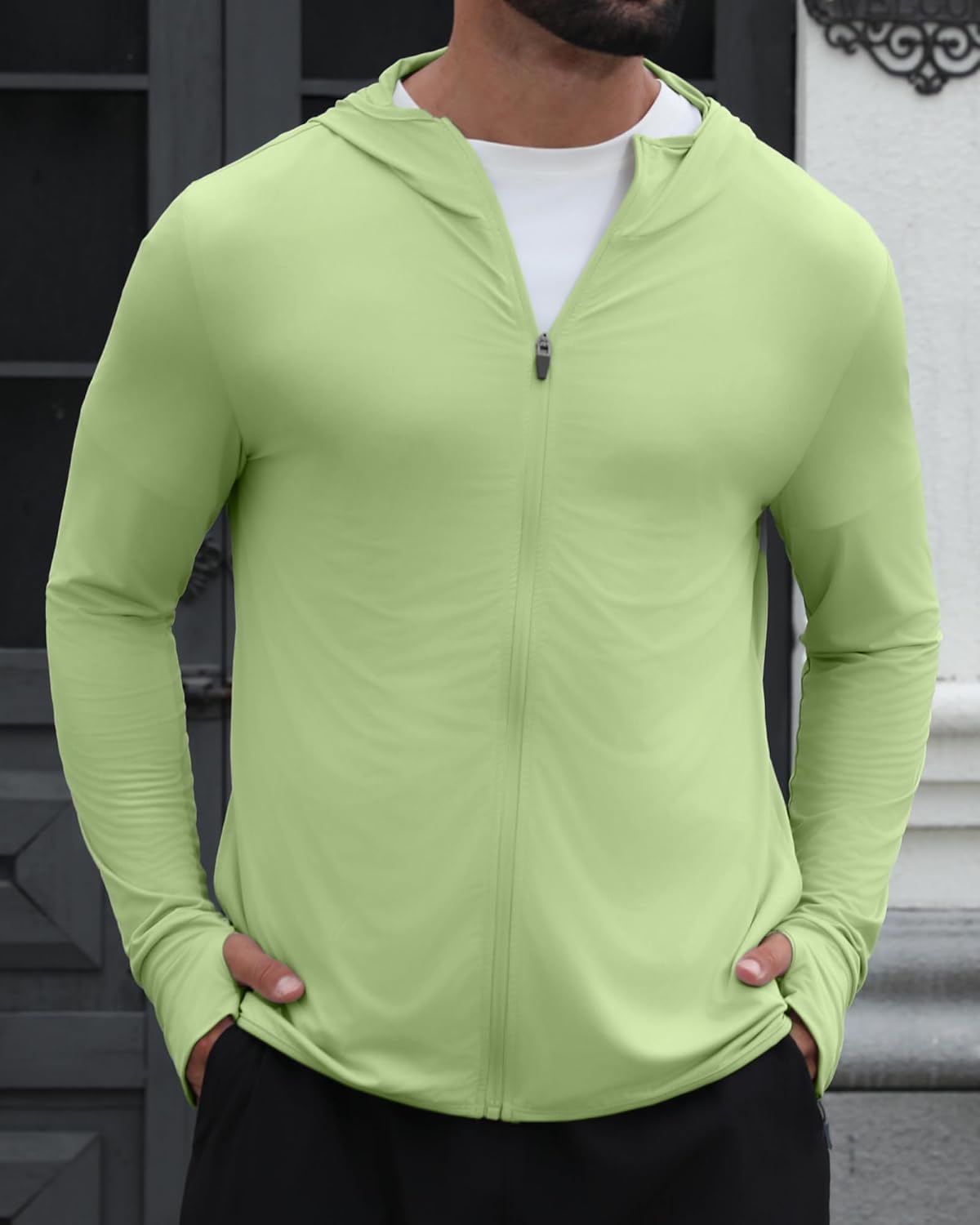 Aiyino Men's UPF 50+ Sun Protection Outdoor Lightweight Full Zip Hoodie Long Sleeve Fishing Hiking Performance Shirt
