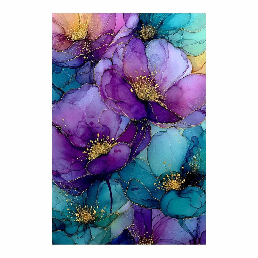 Hoqiu Multicolor Plant Poster Purple Teals Flower Art Modern Canvas Wall Art, Decorative Paintings, Canvas Painting Wall Art For Home Decor.(Multicolor)-70X100cm Unframed