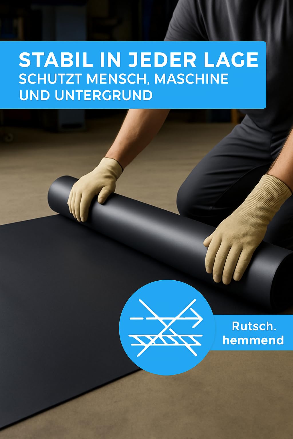 Gummistreifen 300mm breit 3mm dick 1 bis 10m lang mit Gewebeeinlage Gummimatte Bodenbelag Vollgummi Hartgummi (5000x300x3mm)