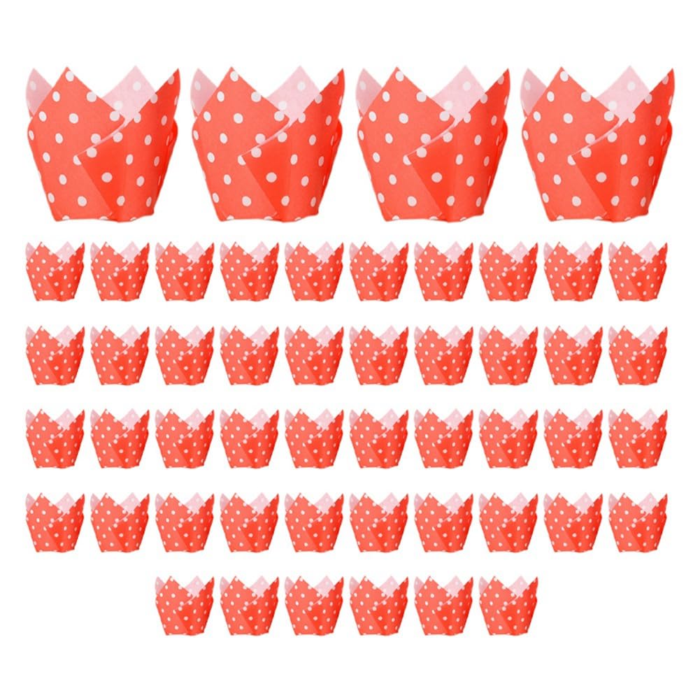 CTRLZS 50PCS Newspaper Style Cupcake Liner Baking Cup for Wedding Party Tulip Muffin Cupcake Paper Cup Oilproof Cake Easy Install D