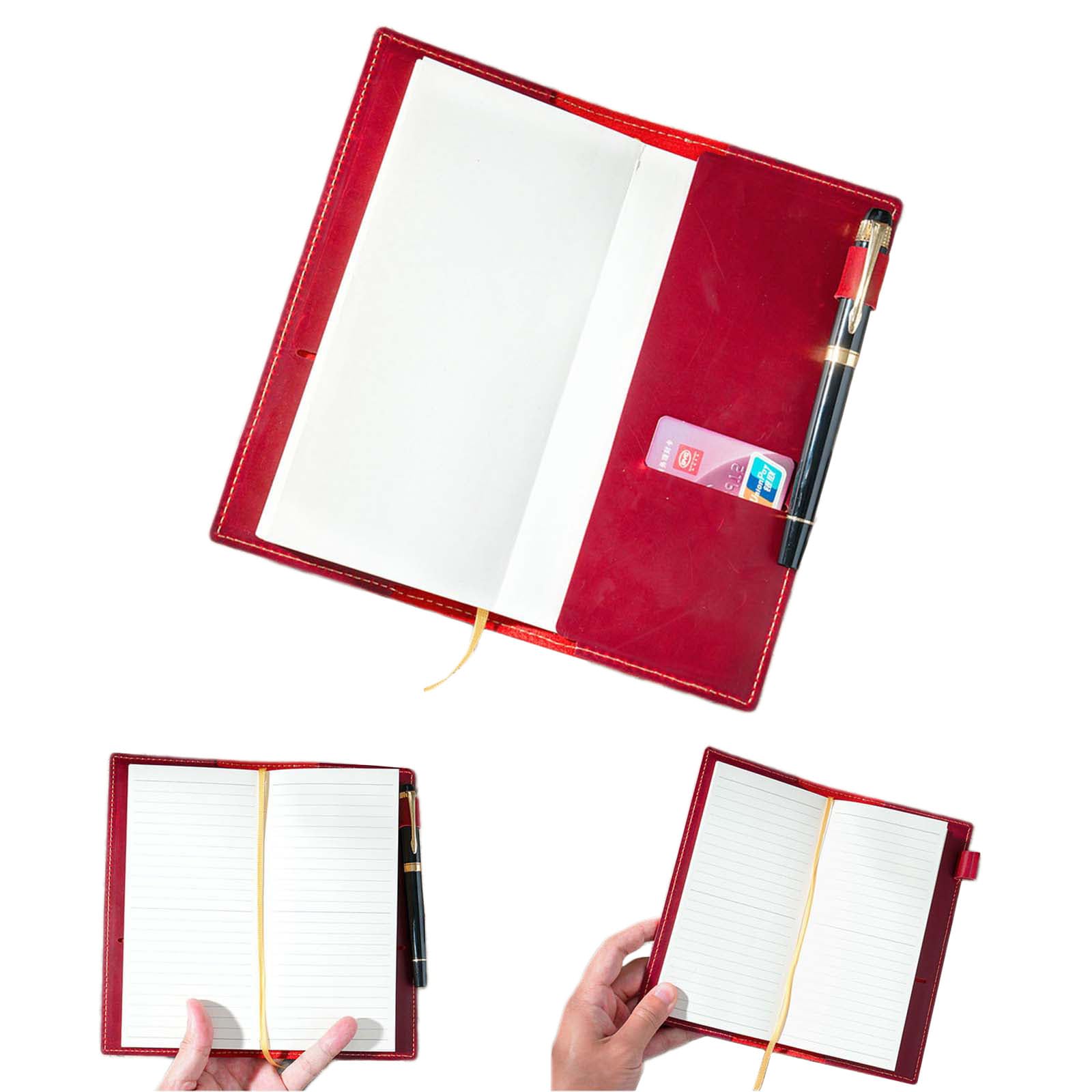 Cuaderno de cuero, blocs de notas diarios, diario, cuadernos de papelería recargables, negocios para escribir, diario, blocs de notas, papelería de cuero con soporte para bolígrafo