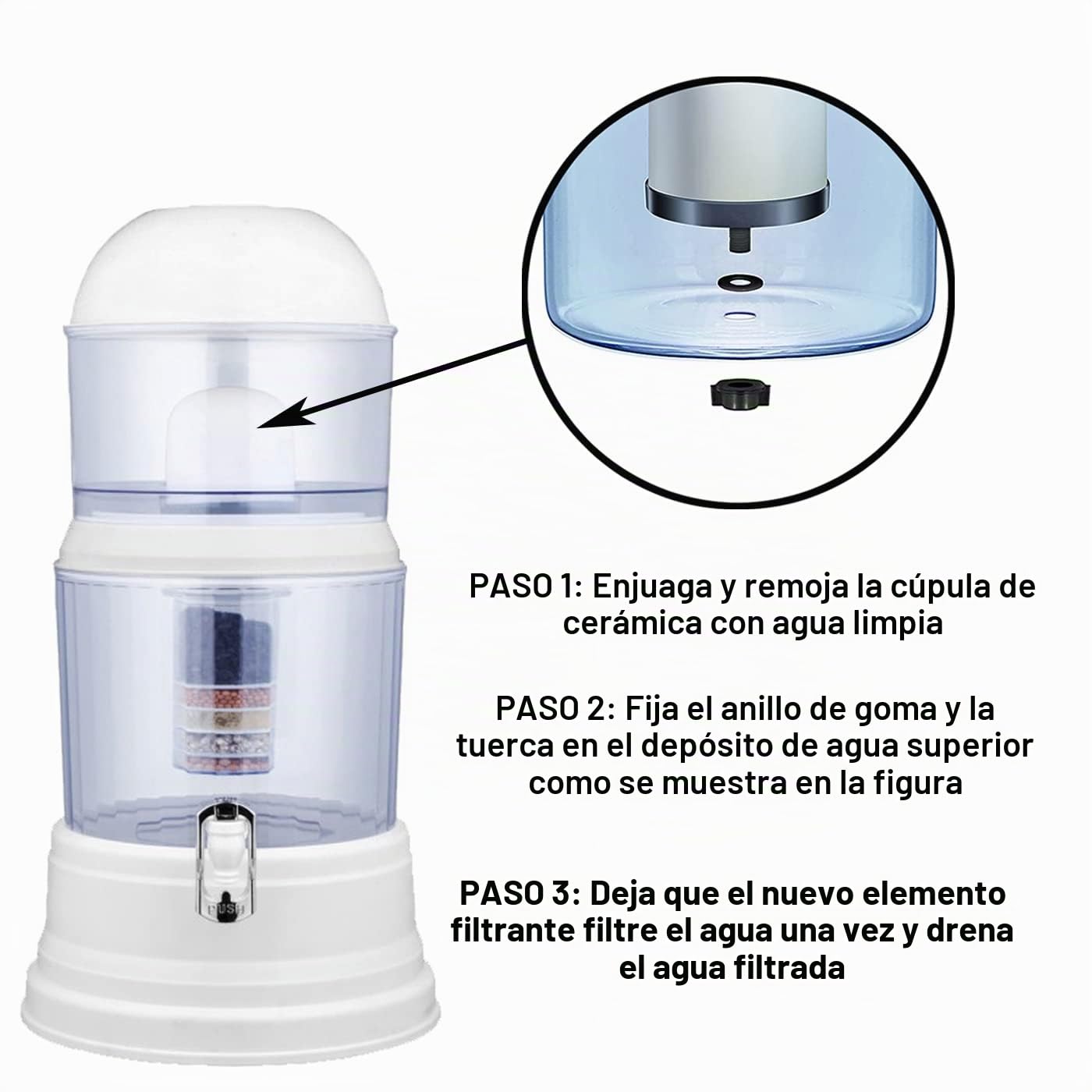 Huining Filtro de agua de cúpula de cerámica, filtro de repuesto para unidad de prefiltración de agua,para sistema de filtración de cubo de agua doméstico (2 unidades)