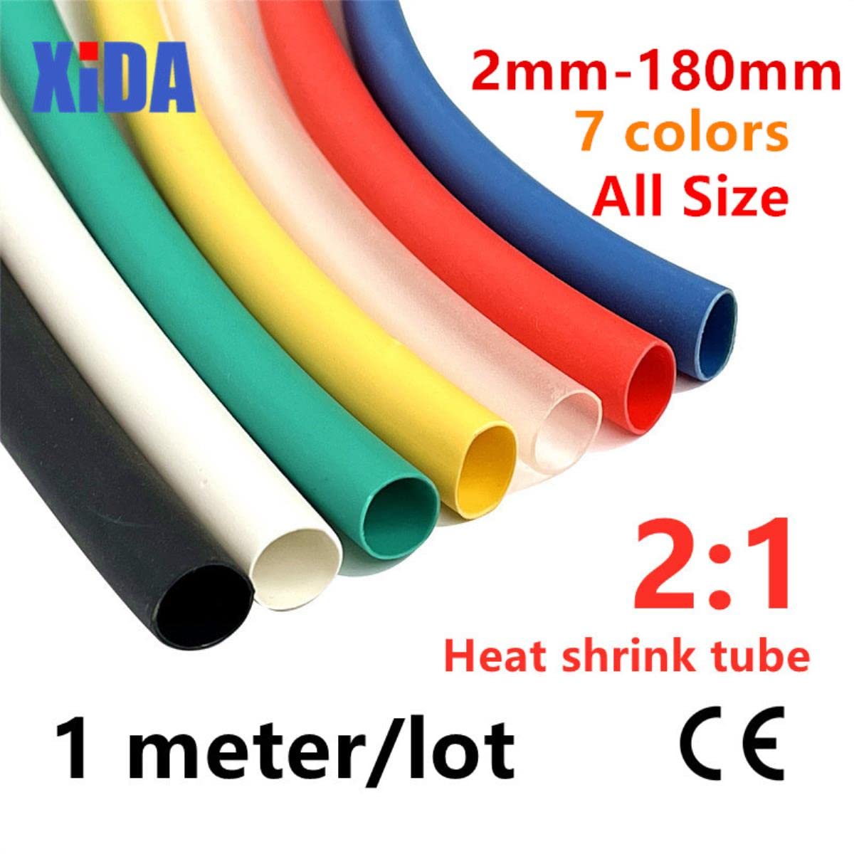 Tubo termoretraibile 2:1 1 metro 1 2 3 5 6 8 10 mm di diametro Tubo termorestringente Connettore Avvolgimento Cavo Riparazione Tubo Cavo Manicotto Giallo 100 mm