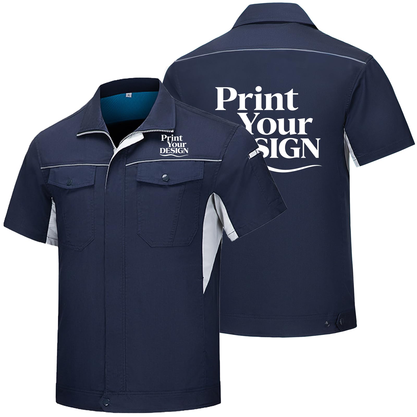 Camisa de trabajo de manga corta para hombre, reflectante de alta visibilidad, uniforme de trabajo, logotipo personalizado