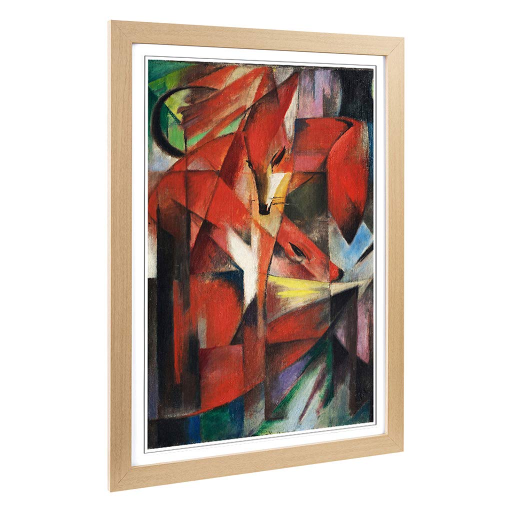 Big Box Art Framed Print of Franz Marc The Foxes 2 Design | Wall Art Picture | Home Decor for Kitchen, Living, Dining Room, Lounge, Bedroom, Hallway, Office, Oak, A2 / 24.5x18 Inch / 62x45cm