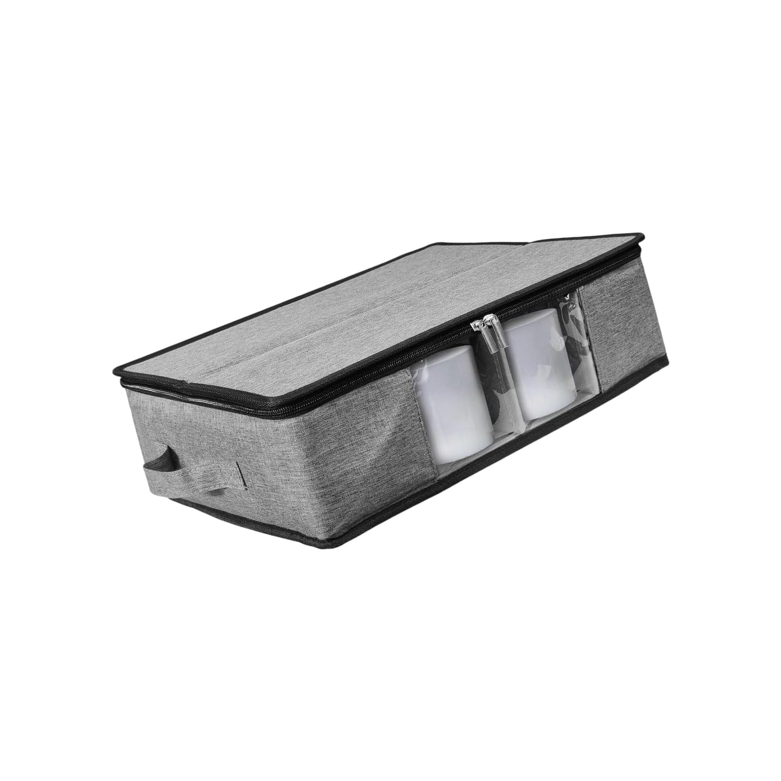 Hsioluted Tisane Cup Storage Box Highlighting Clear Front Panel and Double Slide Security Structure Permanent Polyster Storage Container