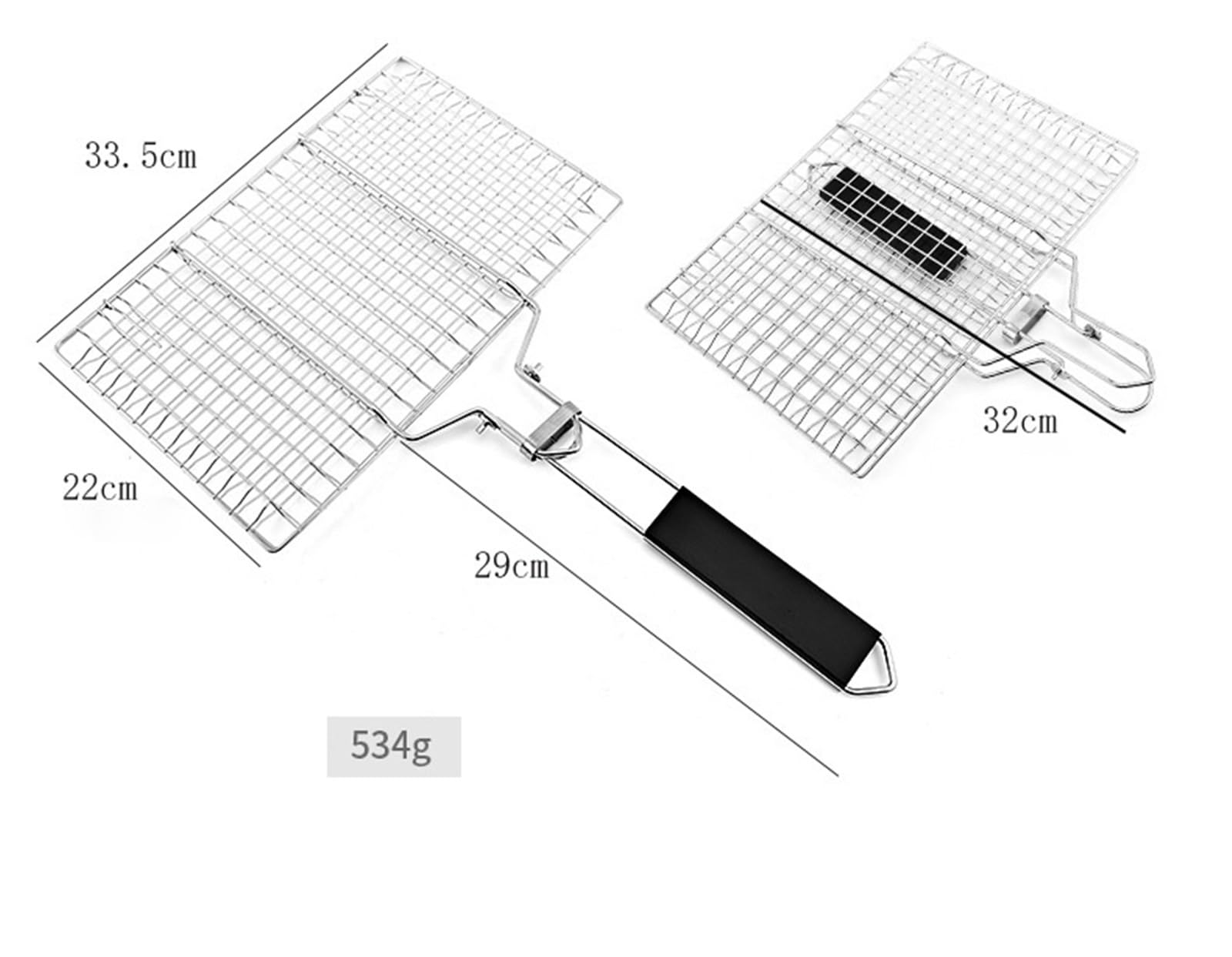 Red de Barbacoa Plegable Acero Inoxidable 304, Desmontable, portátil, con Clip for Parrilla Pescado para Barbacoa al Aire Libre(L)