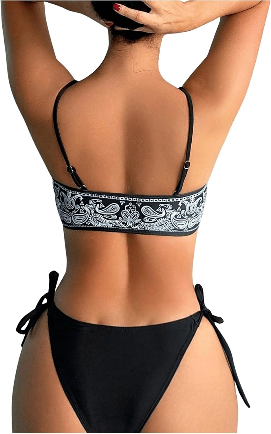 SOLY HUX Bikini Tops for Women Paisley Print Tie Front Swimsuit Bathing Suit Tops