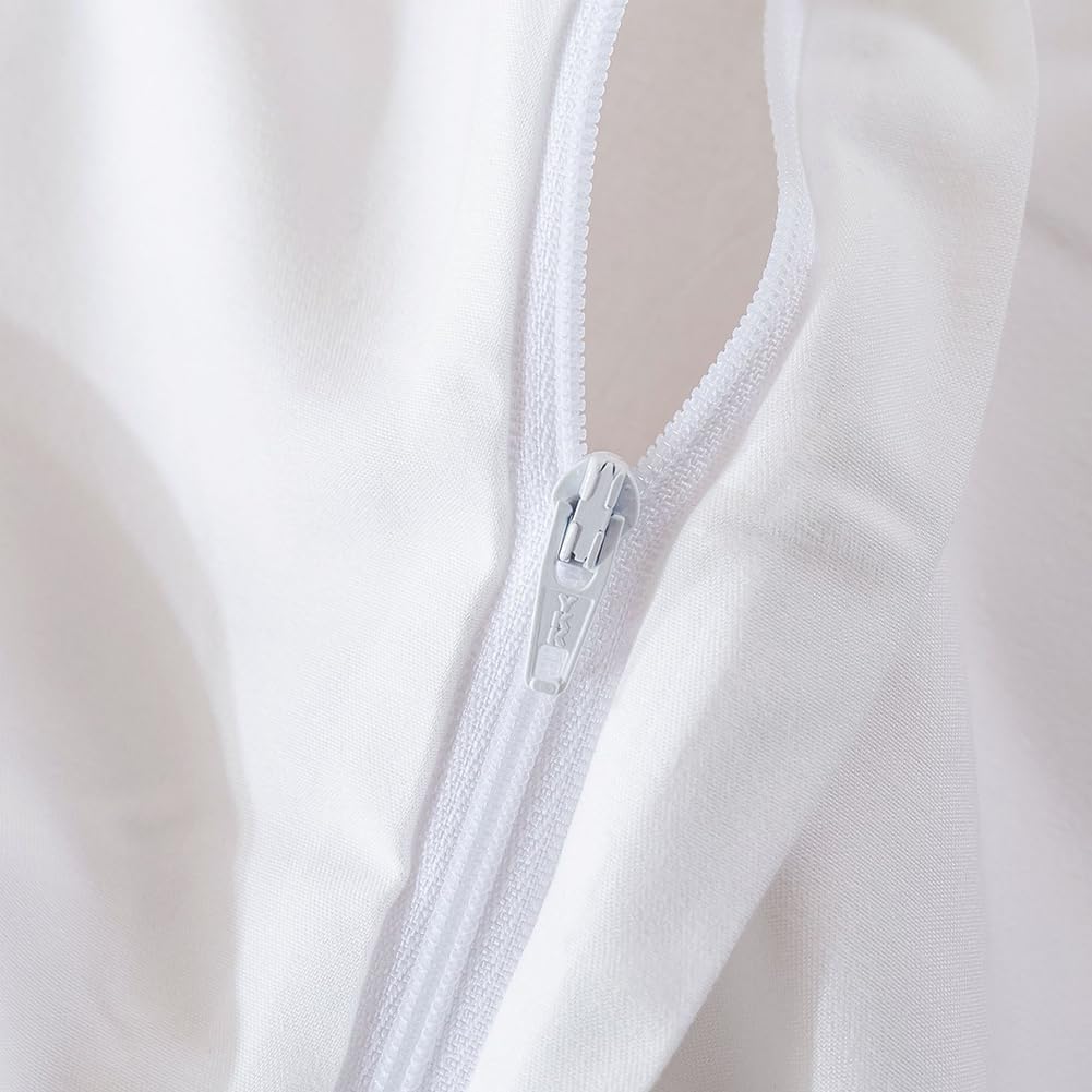 AShanlan Juego de ropa cama con volantes 3 piezas, 200 x 200, color blanco, monocolor, romántico, volantes, 100% microfibra suave, funda nórdica almohada 80 cm, cremallera