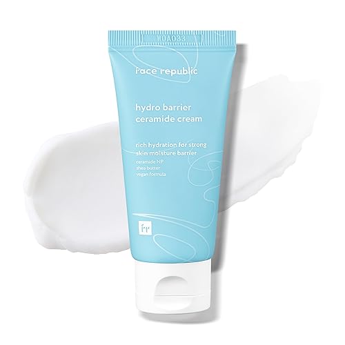 Face Republic Hydro Barrier Ceramide Cream 1.7 fl oz  Certificado vegano  Hidratación profunda  Crema hidratante e hidratante  Ceramida NP  Sin