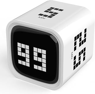 Rotating Focus Timer, 5/25/10/60-Minute Pomodoro Timer, Desk Flip Countdown with Vibration & Volume Control, ADHD-Friendly Tool for Office, Study, and Kitchen (White)
