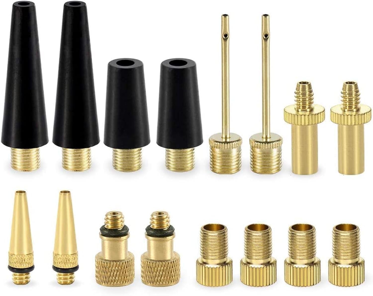 Bicycle Presta Schrader Valve Adaptor, 16PCS Brass Bike Pump Adapters, Ball Pump Needle, Balloon Inflatable Toys Nozzle Inflator Adapter, Air Pump Accessories for Standard Pump Compressor