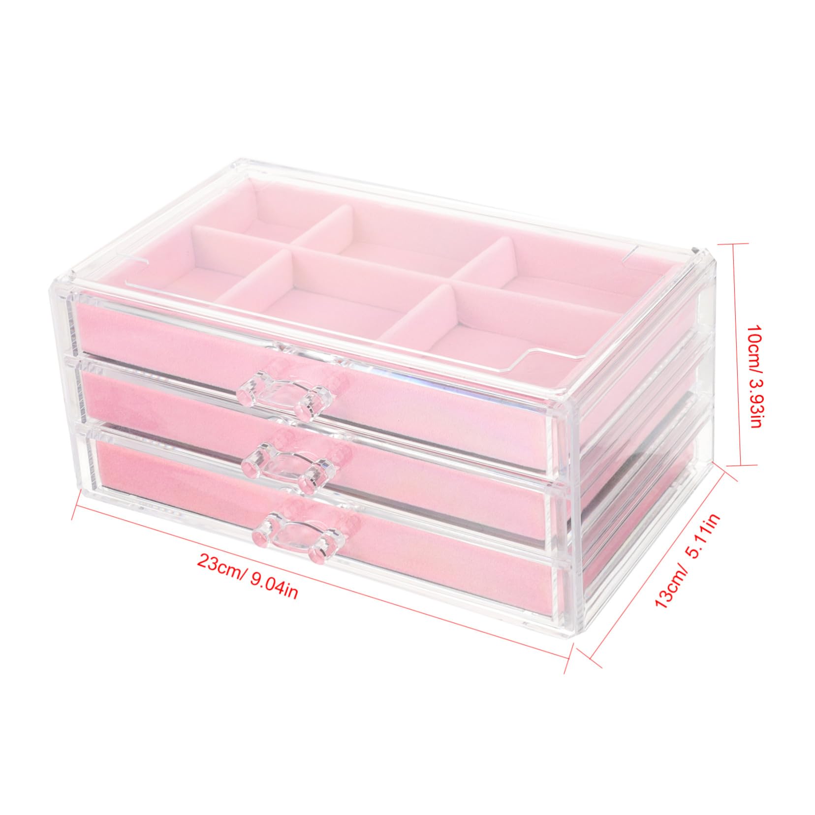 Scatola trasparente per gioielli, organizer per trucchi, elegante, da scrivania, elegante soluzione per riporre accessori e cosmetici