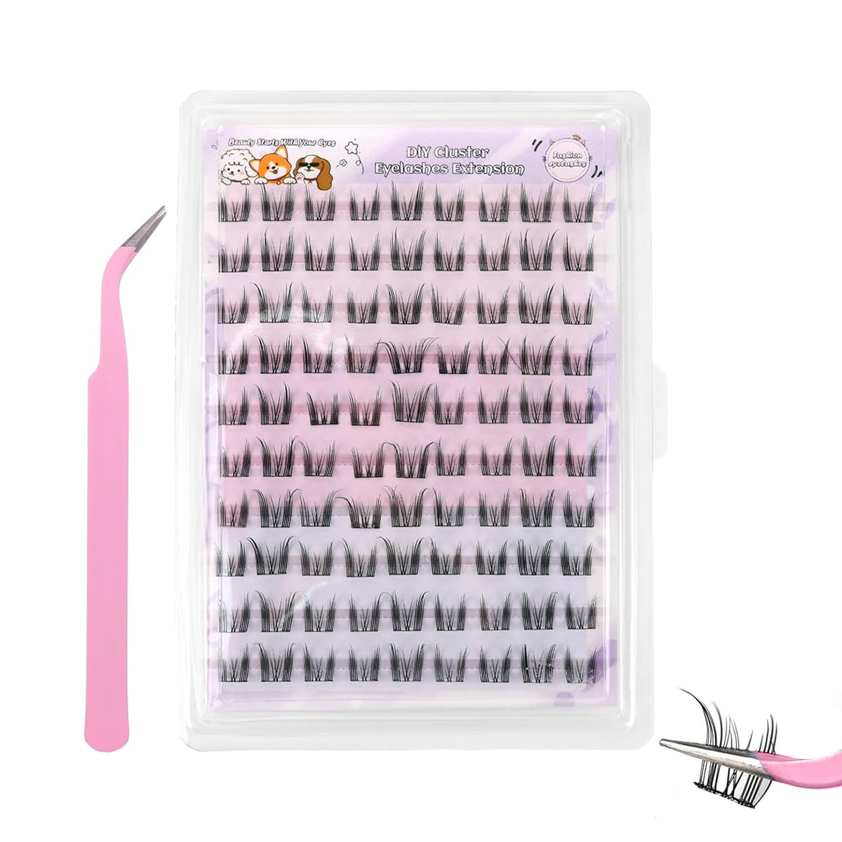 MAYCREATE® 90PCS DIY Cluster Lash Extensions, Wispy Manga Cat Eye Individual Lashes, Lightweight Synthetic Lash Clusters for At-Home Application, Custom Volume False Eyelashes Set-picture-30