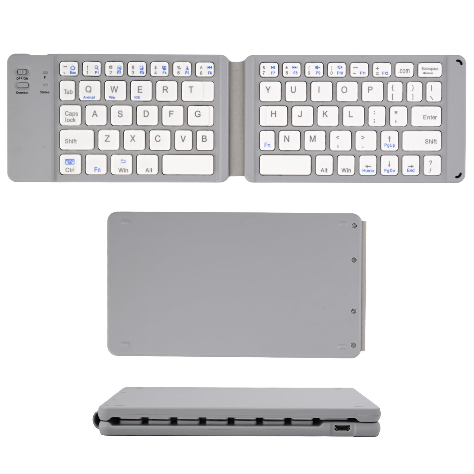 Dual-Fold Wireless Bluetooth Keyboard, Ultra-Portable Foldable - Mini Design, Silent Keys, Ergonomic Keyboard, Compatible with iOS Windows Android Tablets