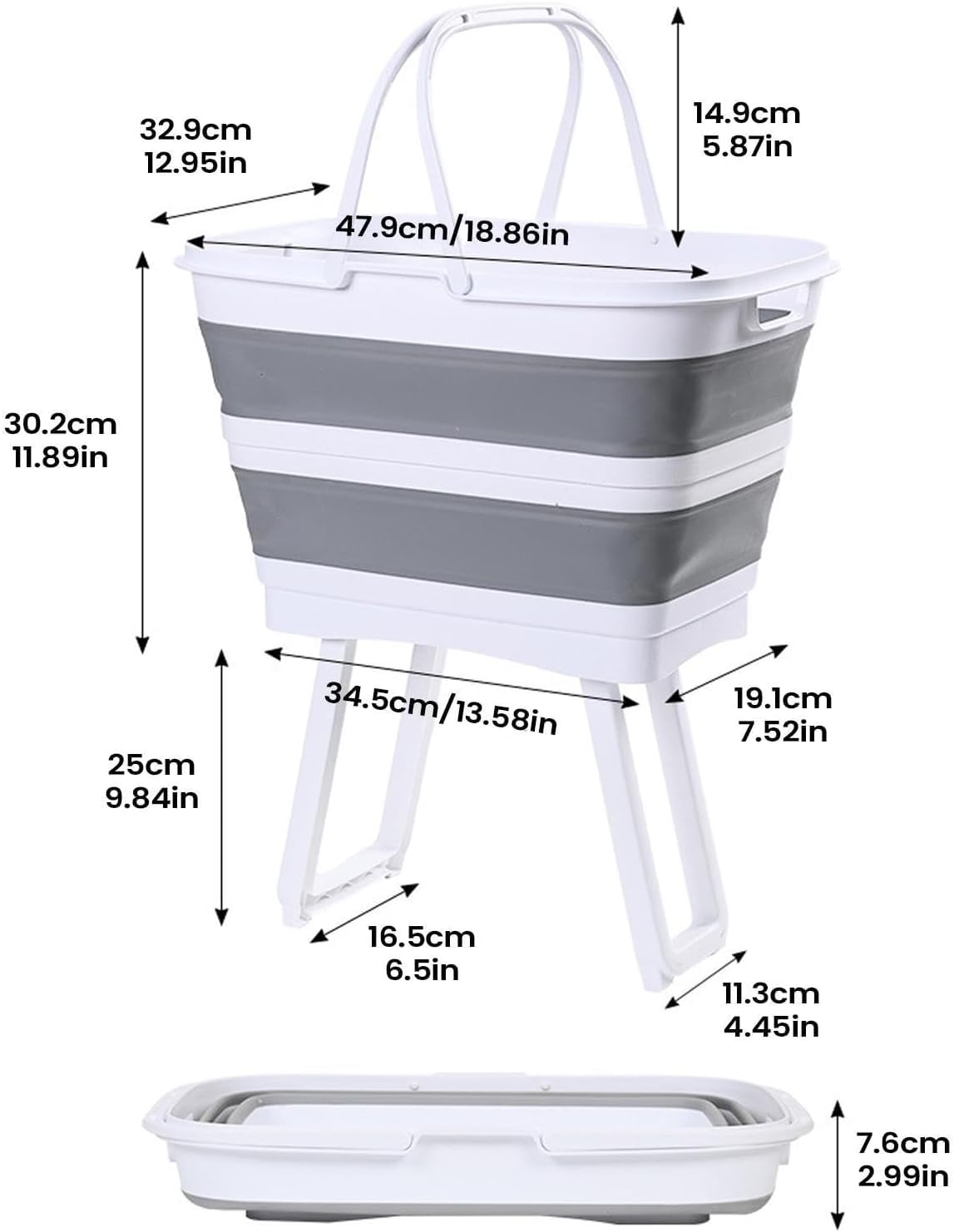 Cesto Portabiancheria Pieghevole, Cestino/Scatola Portatile Da Picnic Per Esterni, Bacinella Multifunzionale Con Tappo Di Scarico – Per Bagno, Camera Da Letto, Cucina, Camera Degli Studenti, Snack