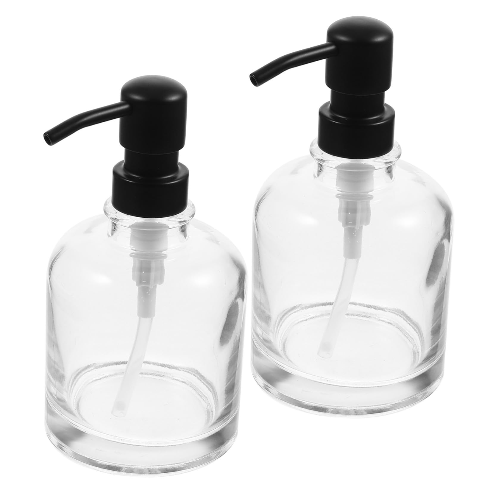 TOYANDONA 2 Piezas Dispensador de Jabón de Vidrio Transparente con Bomba de Acero Inoxidable Reutilizable y Compacto para Champú Gel y Baño para Baño y Viaje de Unidades Botella