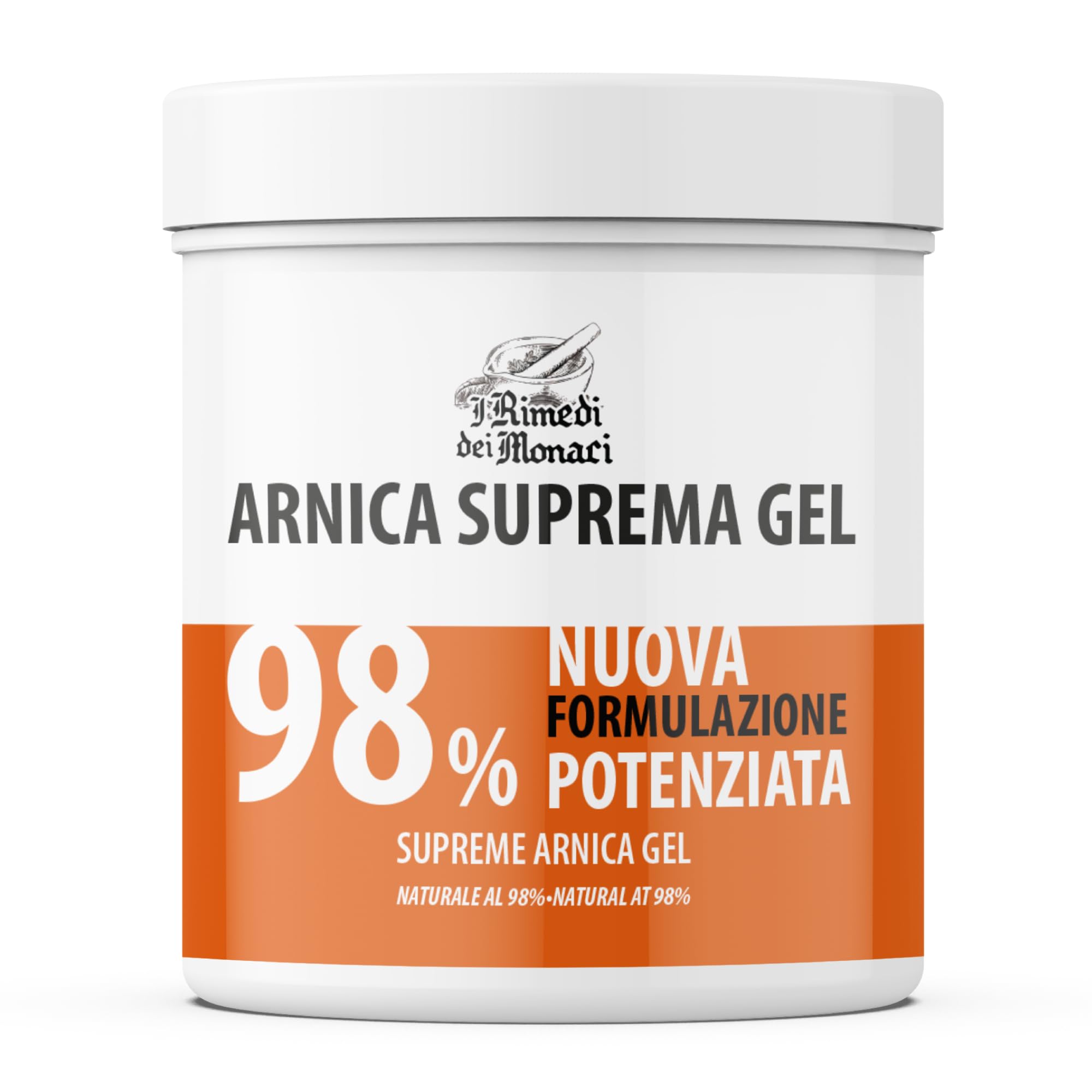 Arnica Suprema per Cavalli Uso Umano Forte 98%, 550 ML, Gel per Massaggi Rilassanti con Lavanda, Menta, Vitamina E, Crema Arnica per Muscoli e Articolazioni 100% Made in Italy - I Rimedi dei Monaci