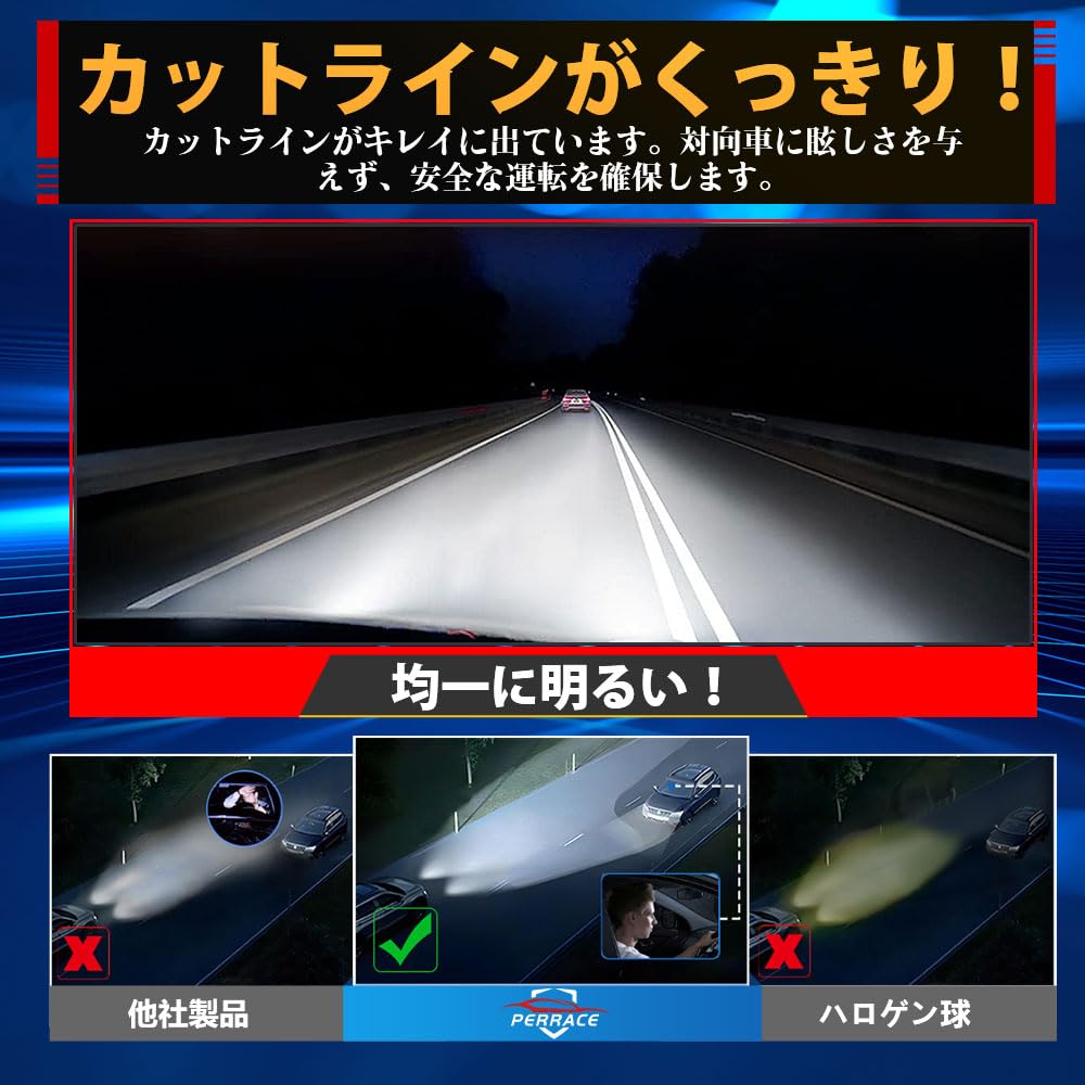 Amazon | 【16000LM爆光モデル！】Perrace h7 led バイク 爆光