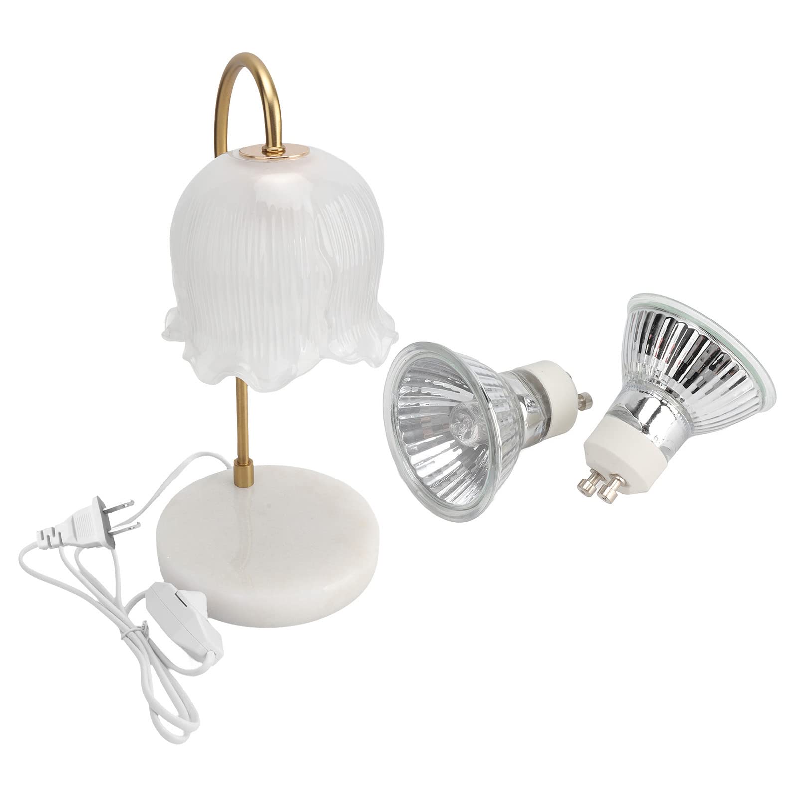 KLUFO Lampe chauffante pour Bougie, Lampe électrique à Cire Fondue en marbre et Verre, avec Source de lumière, pour la Chambre à Coucher.