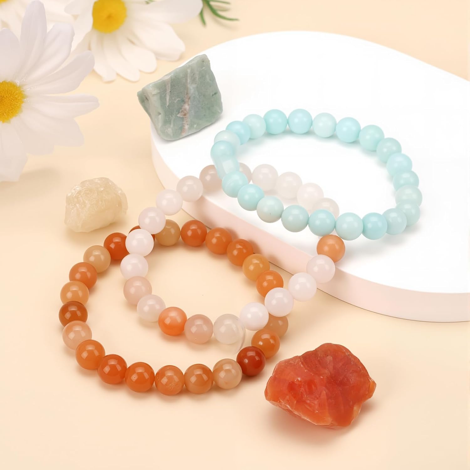 3PCS Healing Crystal Bracelets for Women Men 8mm Natural Stone Beaded Stretch Bracelet Handmade Gemstone Reiki Spiritual Jewelry Gifts - Image 3