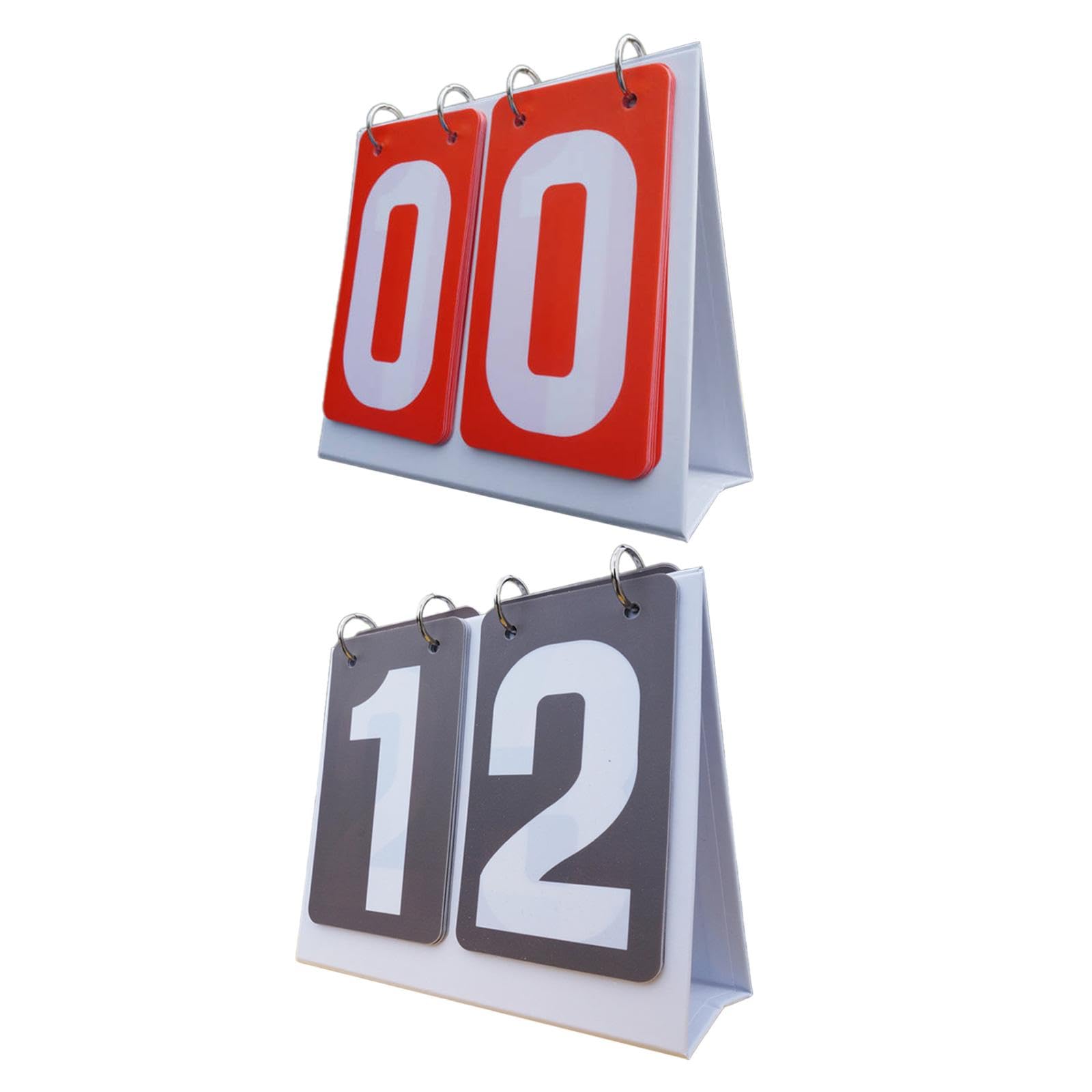 2 Stück Sport Anzeigetafel Tragbare Scoreboards mit Doppelreihe Klappzahlen aus PVC PP Stabiler Edelstahlring für Basketball Fußball