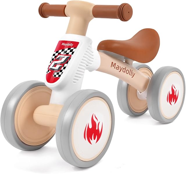 Maydolly Baby Balance Bike for 1 Year Old Toys Baby Ride On Bike for Boys Girls 10-24 Months Kids Toys No Pedal 4 Silence Wheels & Soft Seat Pre-School First Riding Toys Birthday Gift