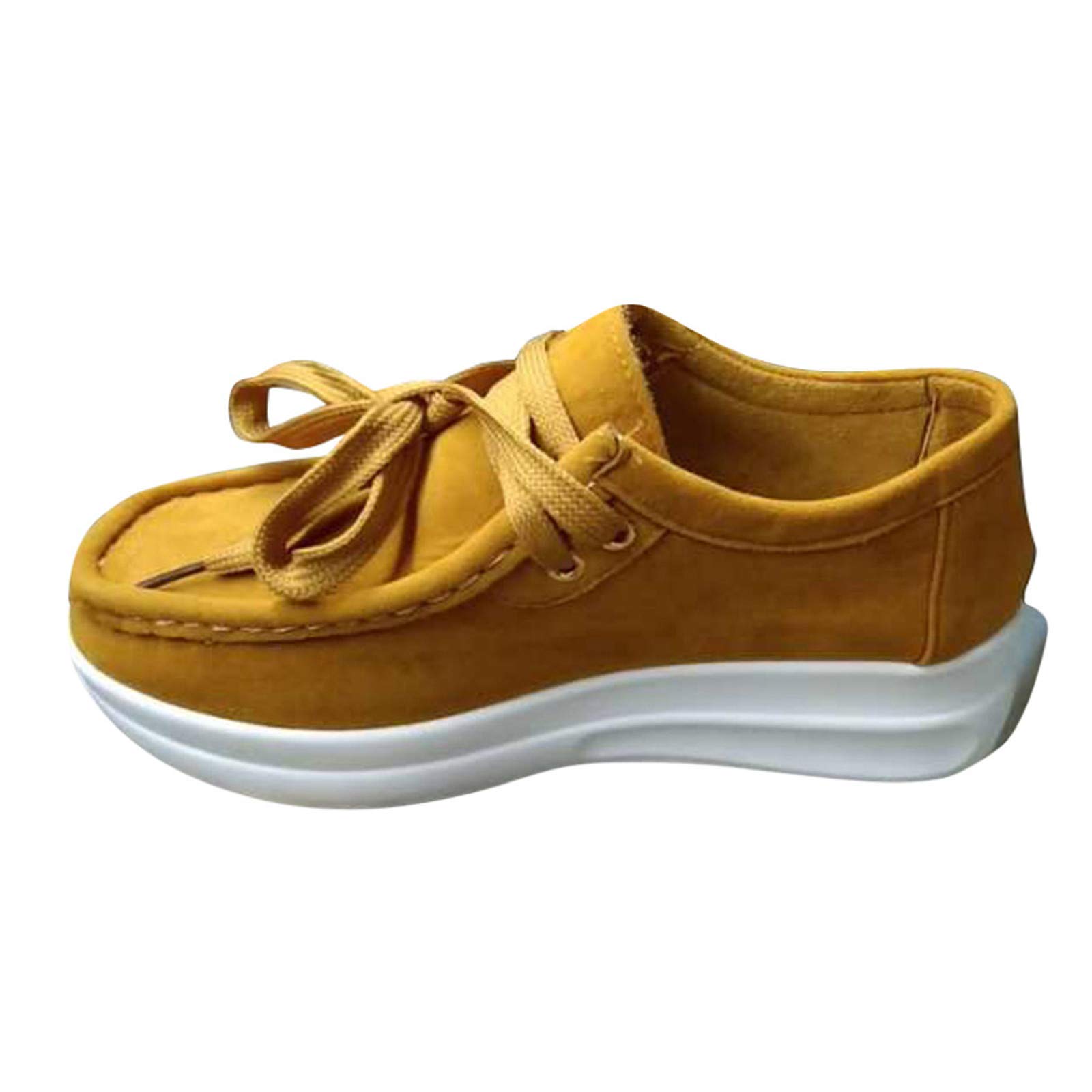 URIBAKY-BlousonsURIBAKY Women's Flat Shoes Leather Soft Bottom Loafers Slip-On Shoes, Road Running Outdoor Running Fitness Breathable Trainers Yellow Size: 6 UK