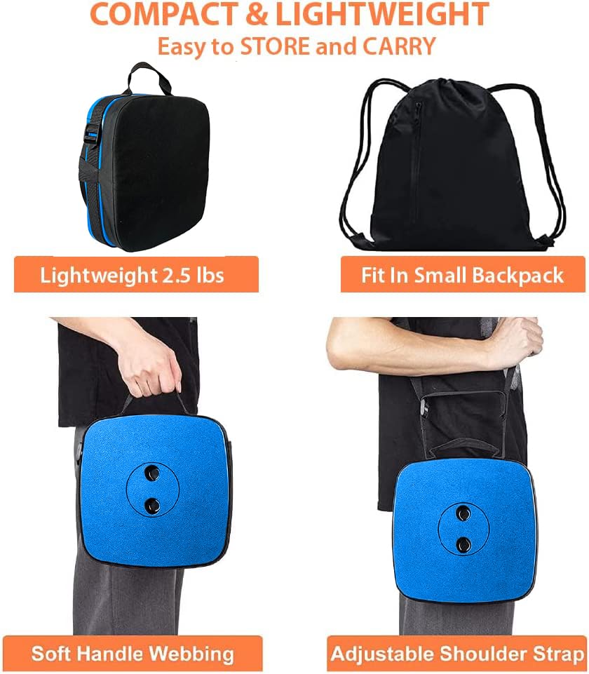 Image of Outward Gear Portable Collapsible Stool Set - Heavy Duty Square Foldable Stool + Thick Seat Cushion - 550lbs Load Capacity for Camping Travel Picnic Gardening (Blue /Black)