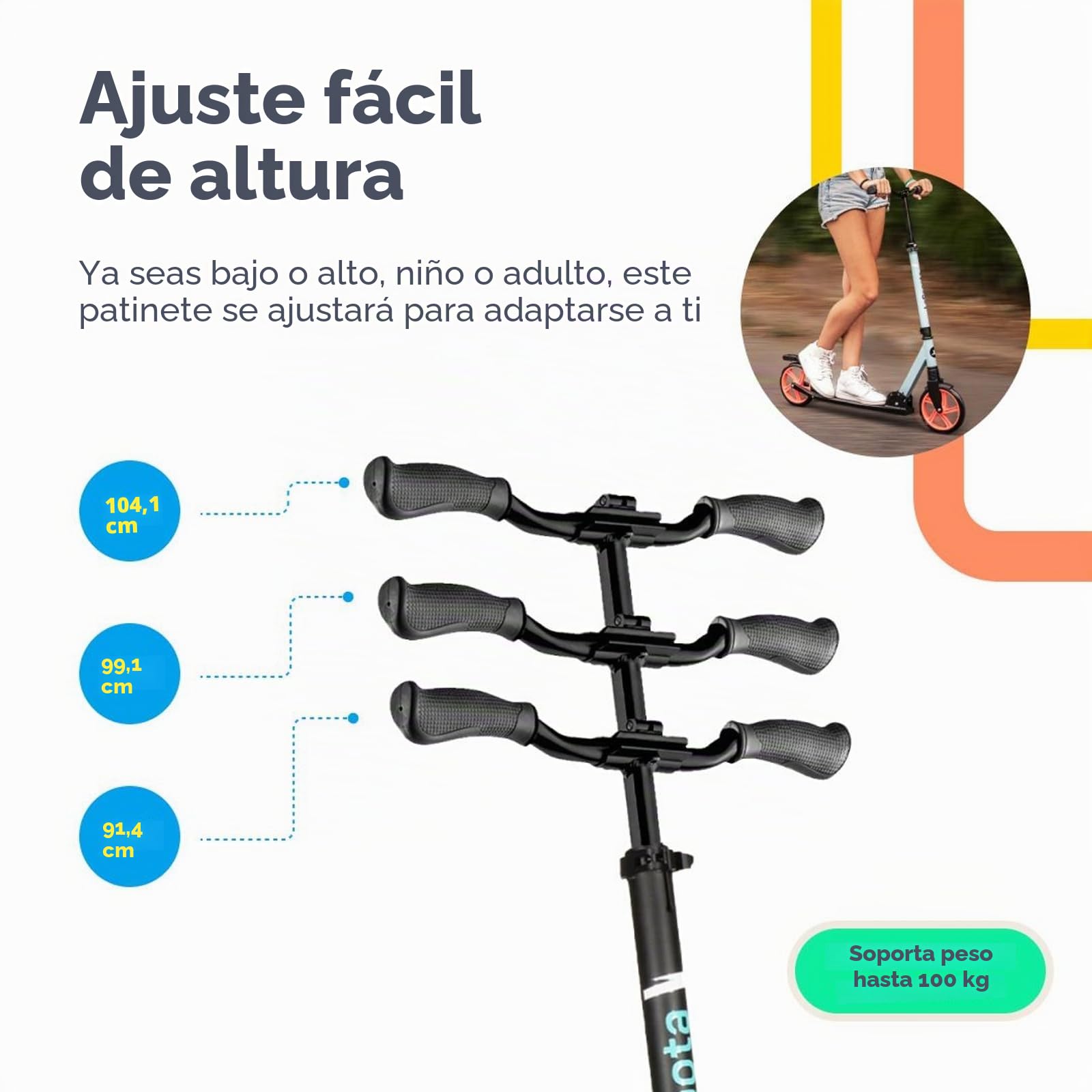 Lascoota Roller für Kinder AB 8 Jahren- Tretroller Erwachsene - Klappbar & Höhenverstellbar - Federungssystem vorne + Roller-Schultergurt 20 cm große Räder große Scooter für Jugendliche