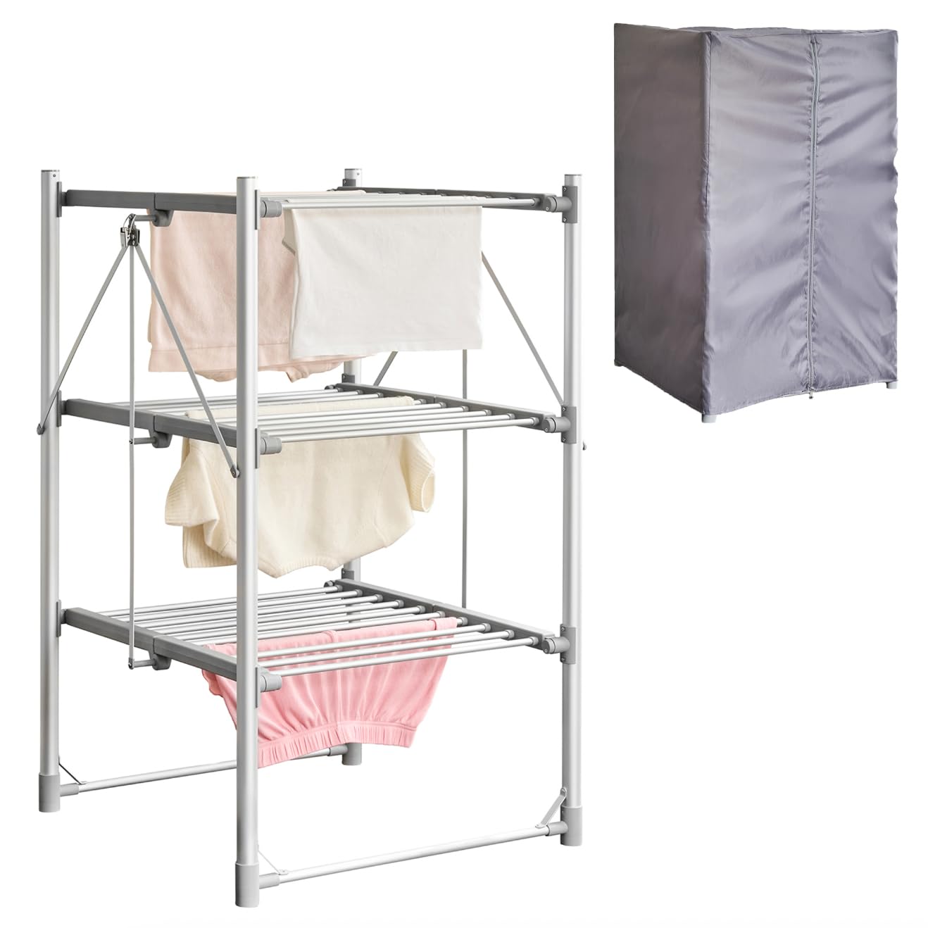 Cooks Professional Zennox 3 Tier Foldable Heated Clothes Dryer with Cover