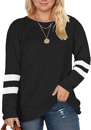 DOLNINE Plus Size Sweatshirts for Women Long Sleeve Oversized Tunic Tops